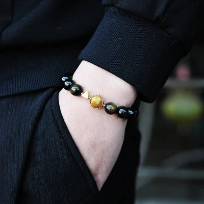 Tora | Tiger Eye & Black Obsidian Bracelet