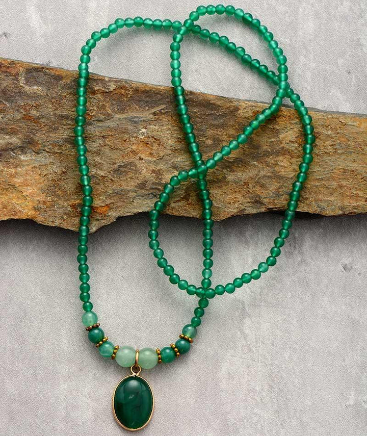 Green Agate Serenity Wrap Bracelet–Necklace