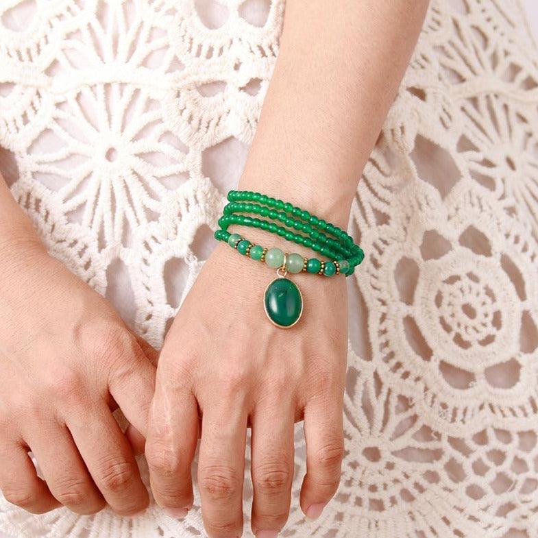 Green Agate Serenity Wrap Bracelet–Necklace
