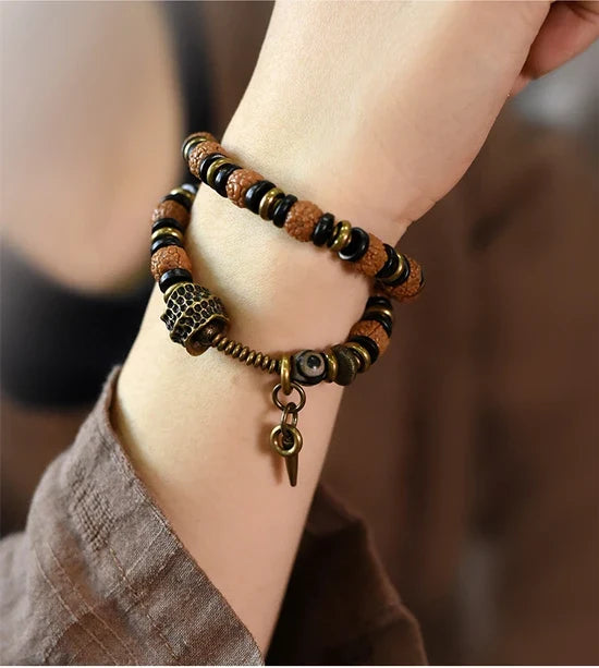 Asgard | Rudraksha, Ebony & Copper Handmade Bracelet