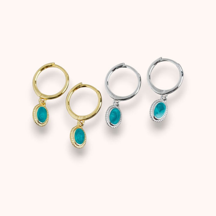 Aqua Drop Huggie Earrings 925 Sterling Silver