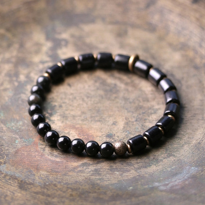 Odine | Natural Stones, Ebony & Copper Beaded Bracelet