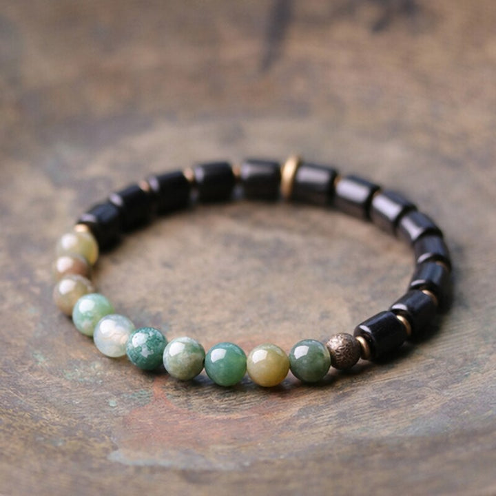 Odine | Natural Stones, Ebony & Copper Beaded Bracelet
