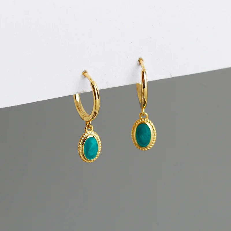 Aqua Drop Huggie Earrings 925 Sterling Silver