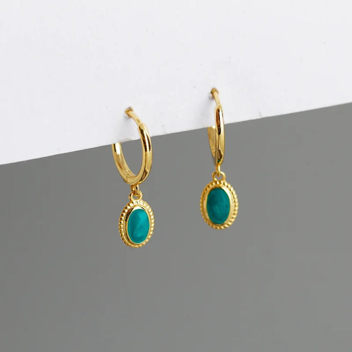 Aqua Drop Huggie Earrings 925 Sterling Silver