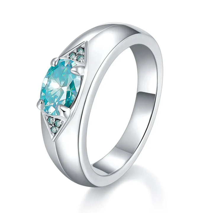 Aquamarine & Moissanite Sterling Silver Ring