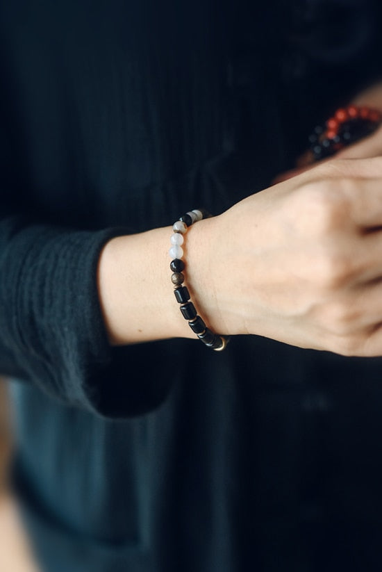 Odine | Natural Stones, Ebony & Copper Beaded Bracelet