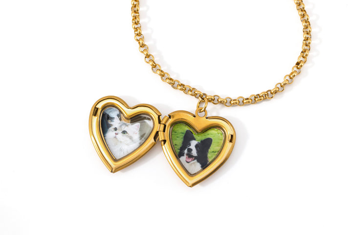 Heart Photo Locket Bracelet with Engraving