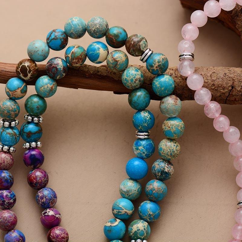 Nurture Mala – Rose Quartz and Jasper Wrap Bracelet-Necklace