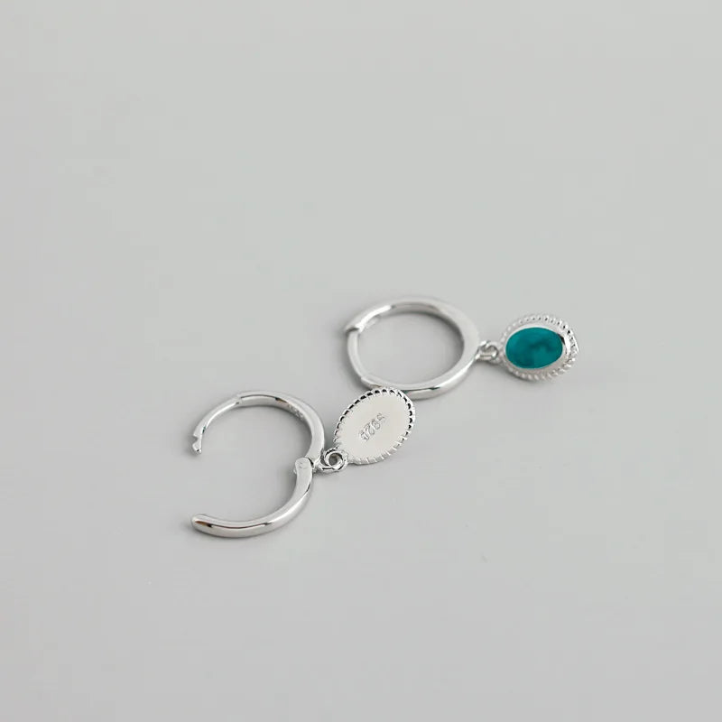 Aqua Drop Huggie Earrings 925 Sterling Silver