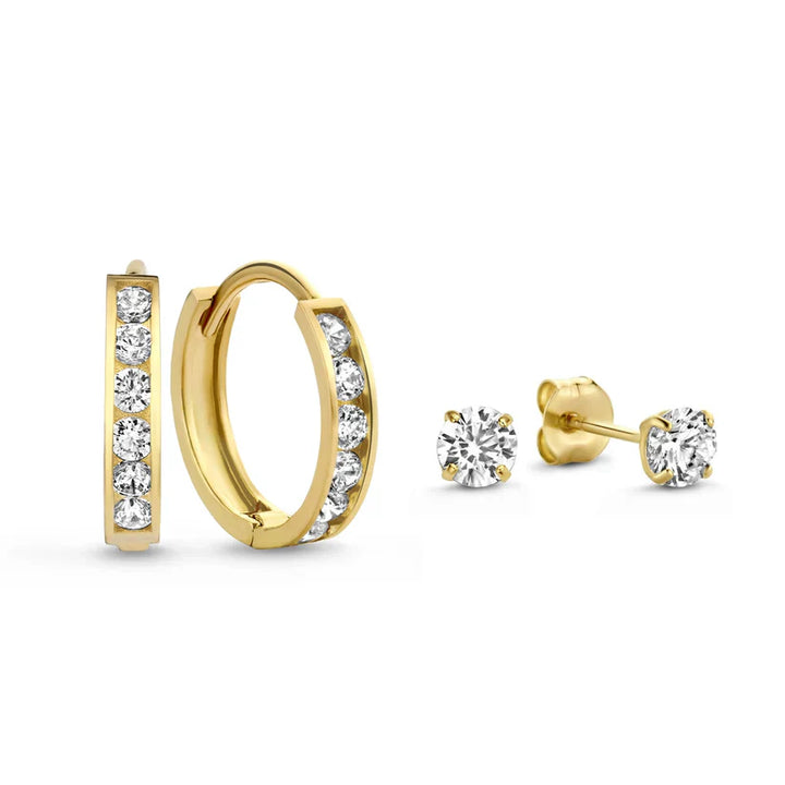 Dara Brillane Earrings Set with Stone | Gold