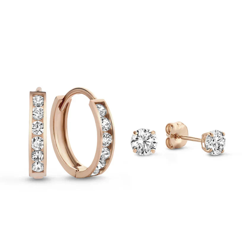 Dara Brillane Earrings Set with Stone | Gold