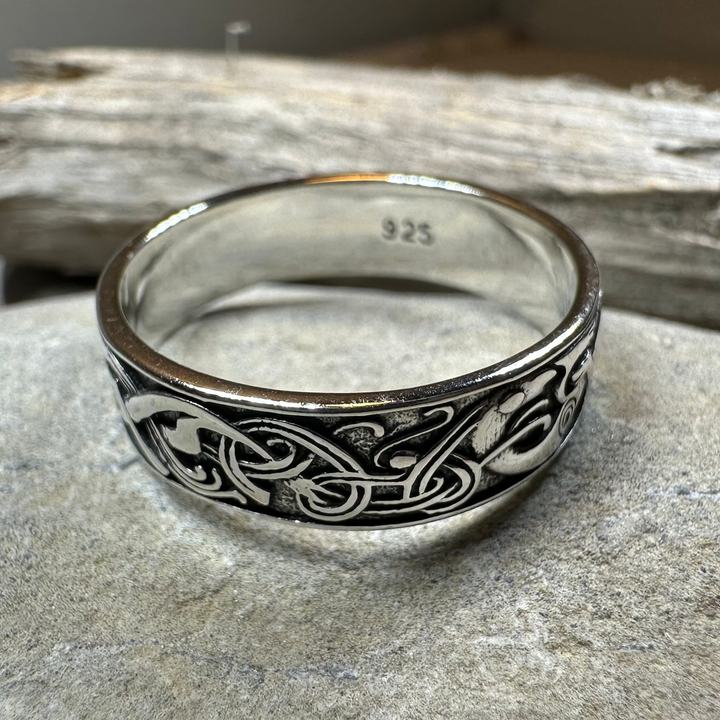Celtic Raven Ring in Sterling Silver