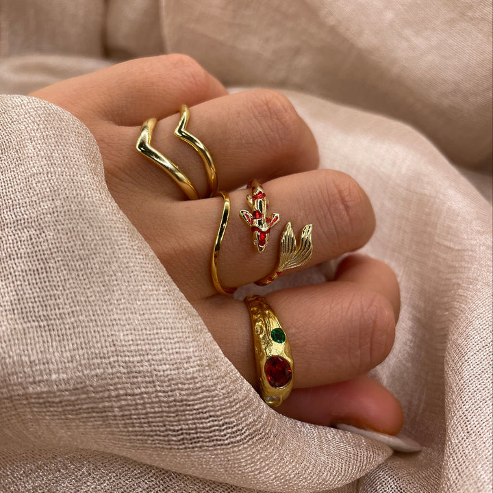 Koi Lucky Fish Open 925 Sterling Silver Ring