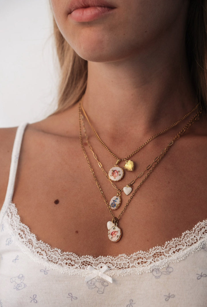 Painted Blue Flower Necklace