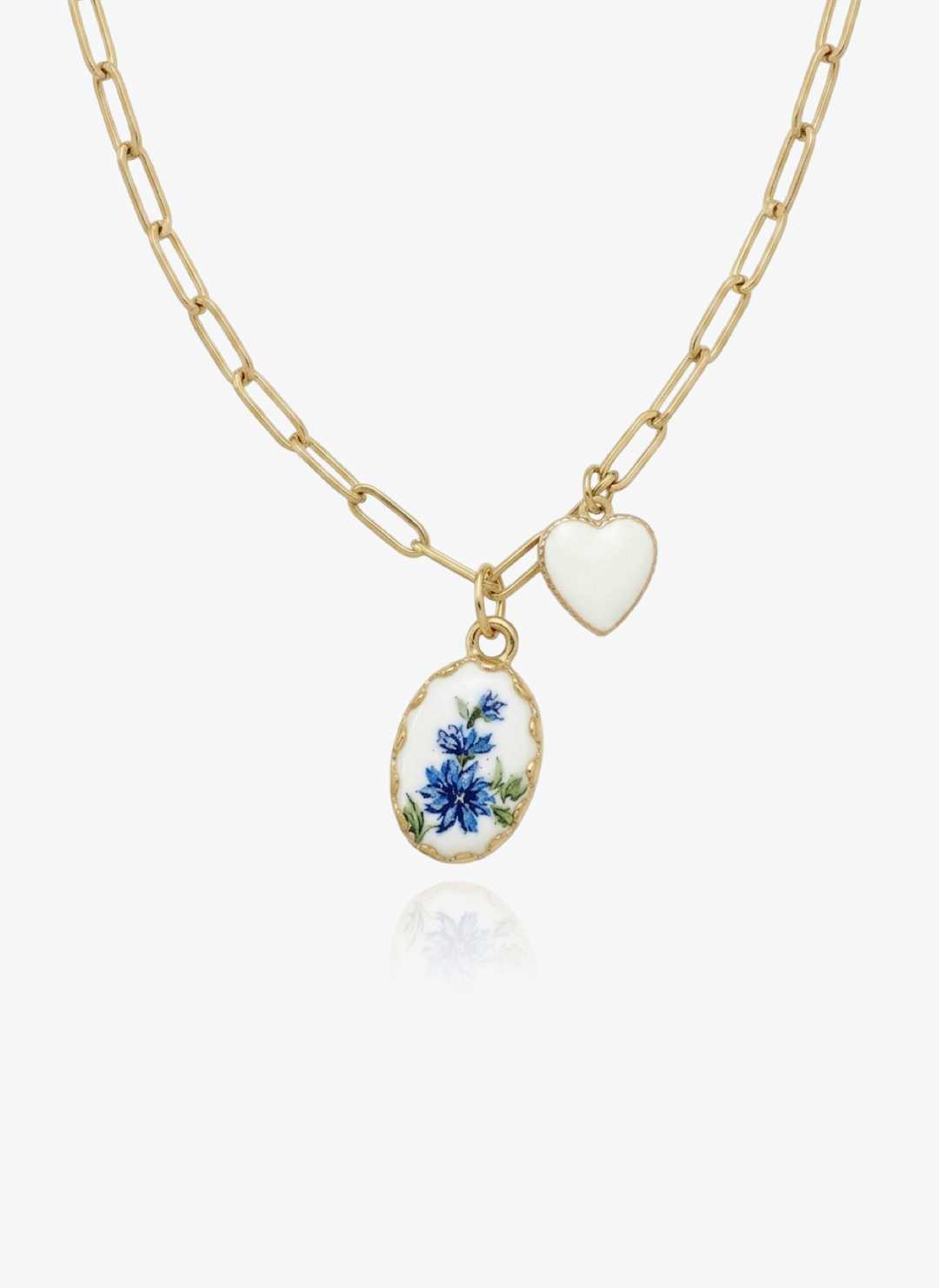 Painted Blue Flower Necklace