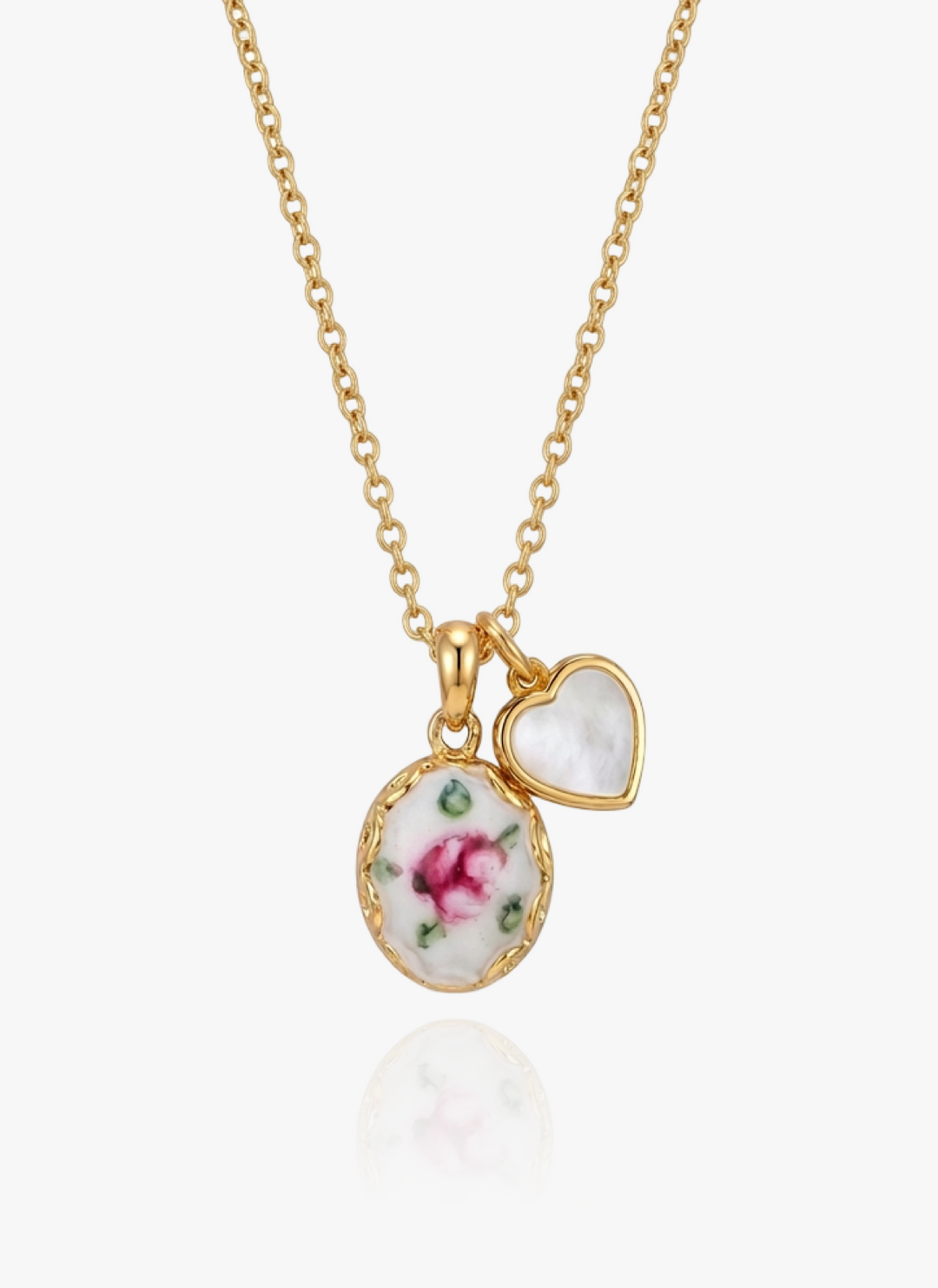 Victorian Rose Necklace - Hand-Painted