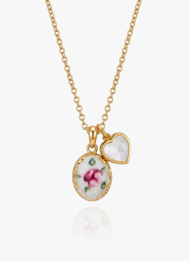 Victorian Rose Necklace - Hand-Painted