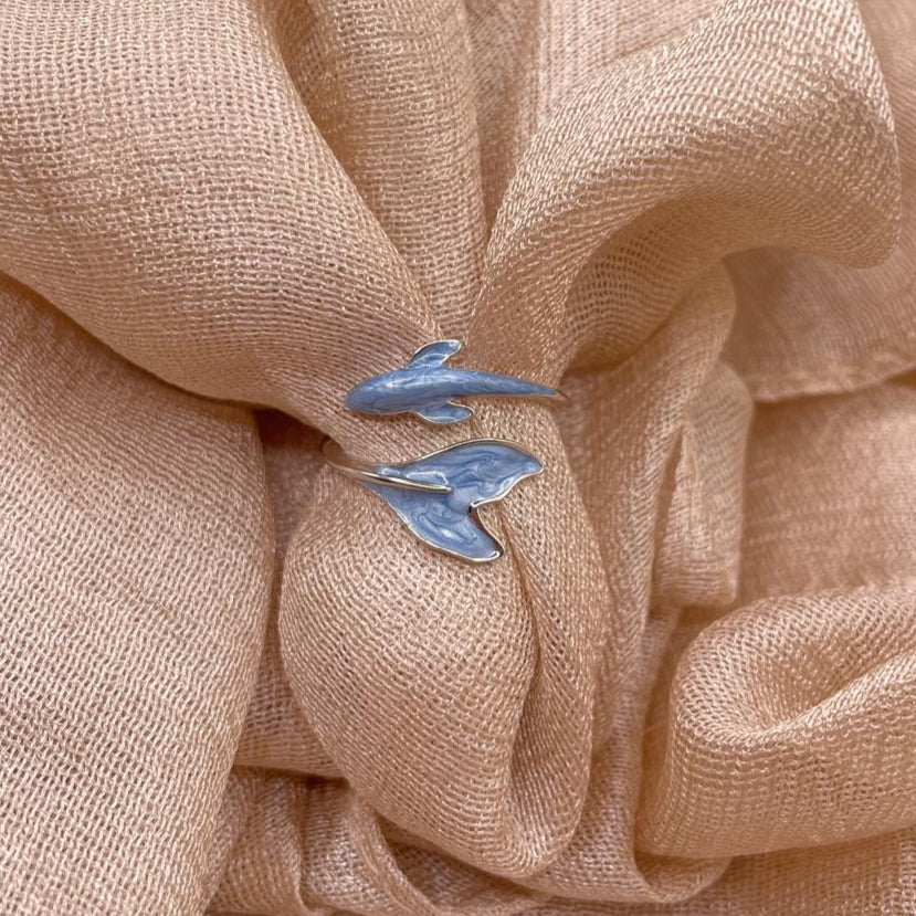 Blue Whale Adjustable 925 Sterling Silver Ring
