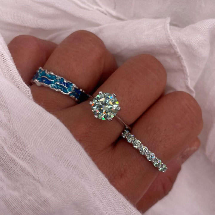Moissanite Eternity 925 Sterling Silver Ring
