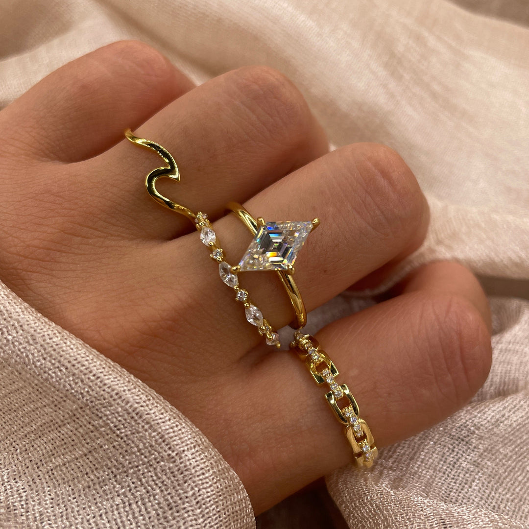 Moissanite Chain Link 925 Sterling Silver Ring | D Color VVS1