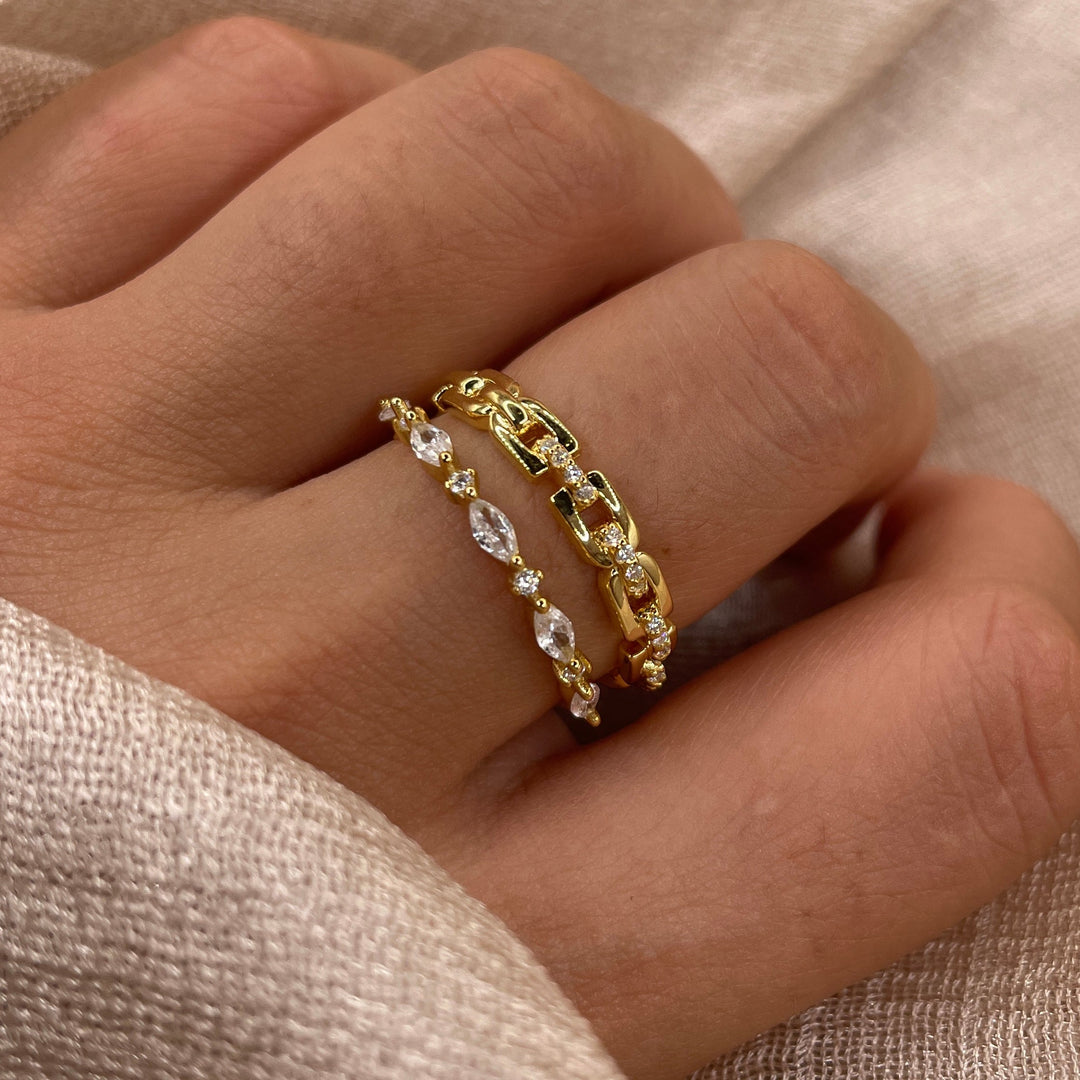 Moissanite Chain Link 925 Sterling Silver Ring | D Color VVS1