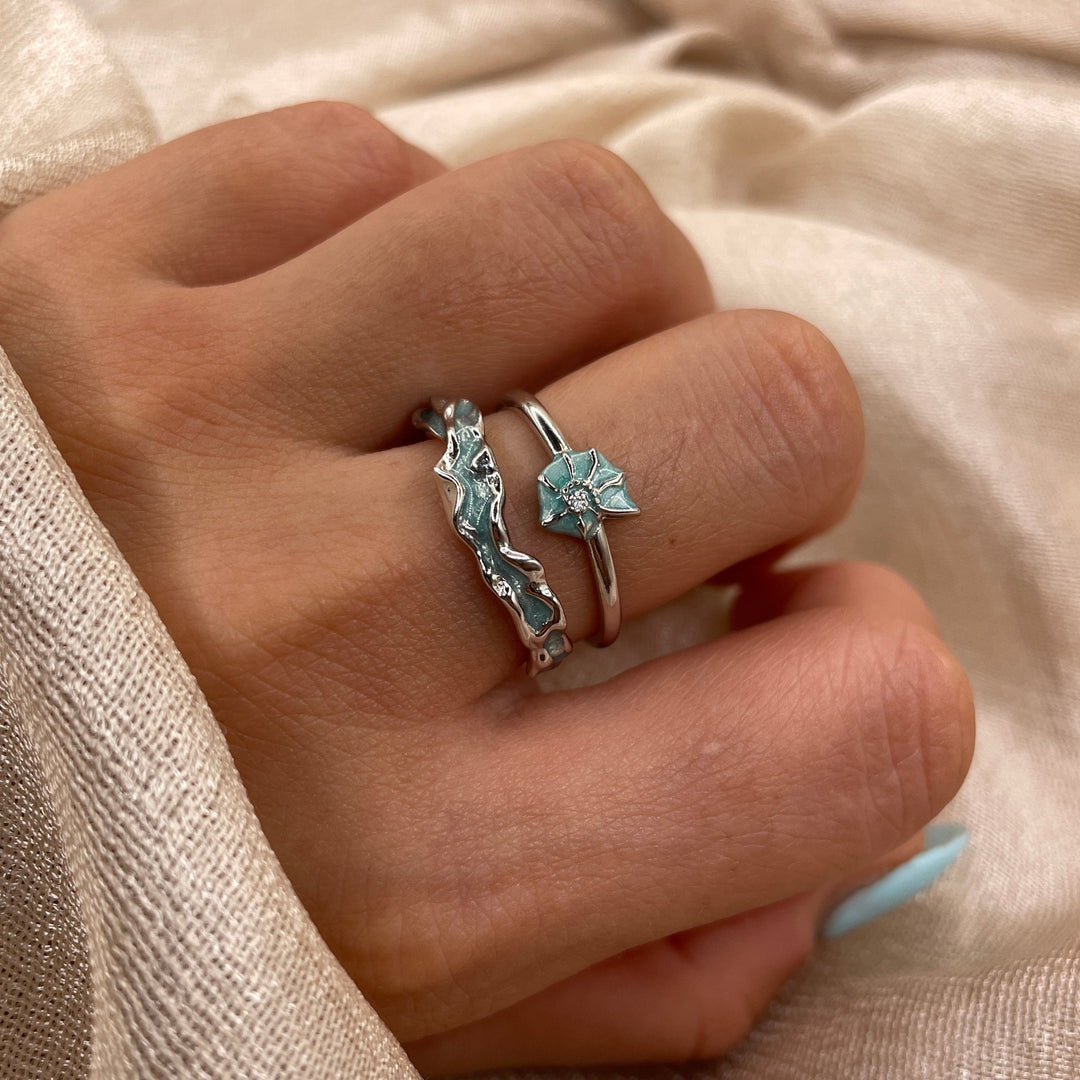 Seafoam Wave 925 Sterling Silver Ring