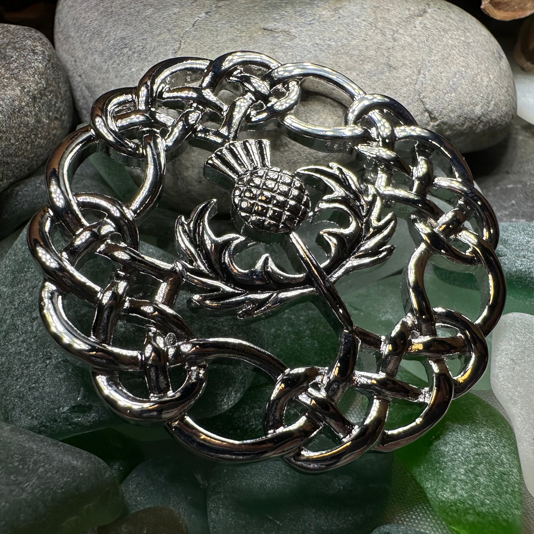 Scottish Thistle Brooch with Celtic Knotwork