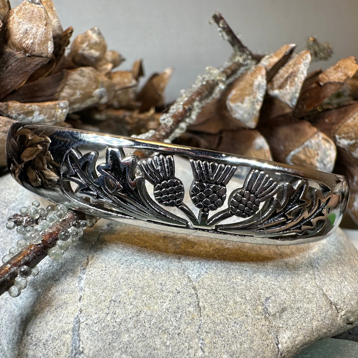 Scottish Triple Thistle Cuff Bracelet