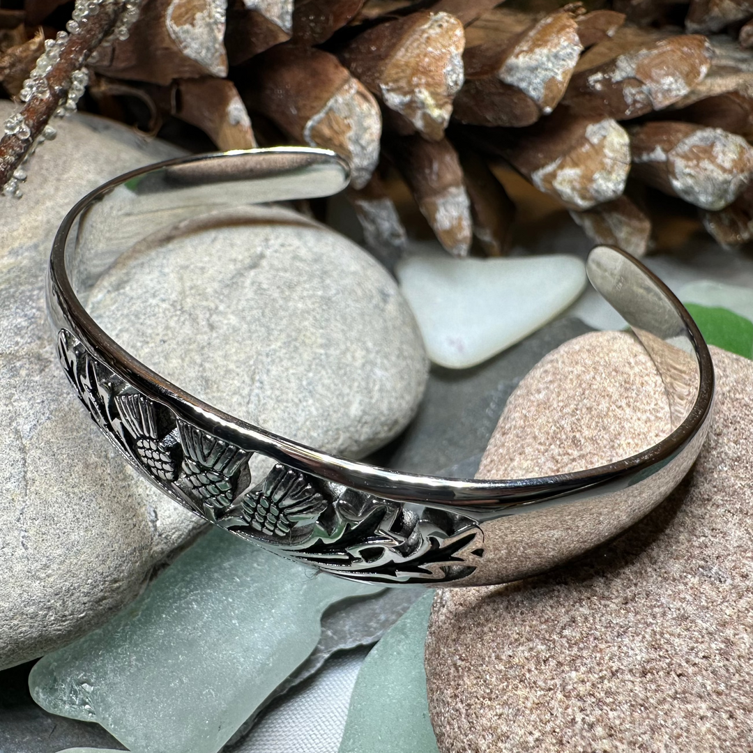 Scottish Triple Thistle Cuff Bracelet