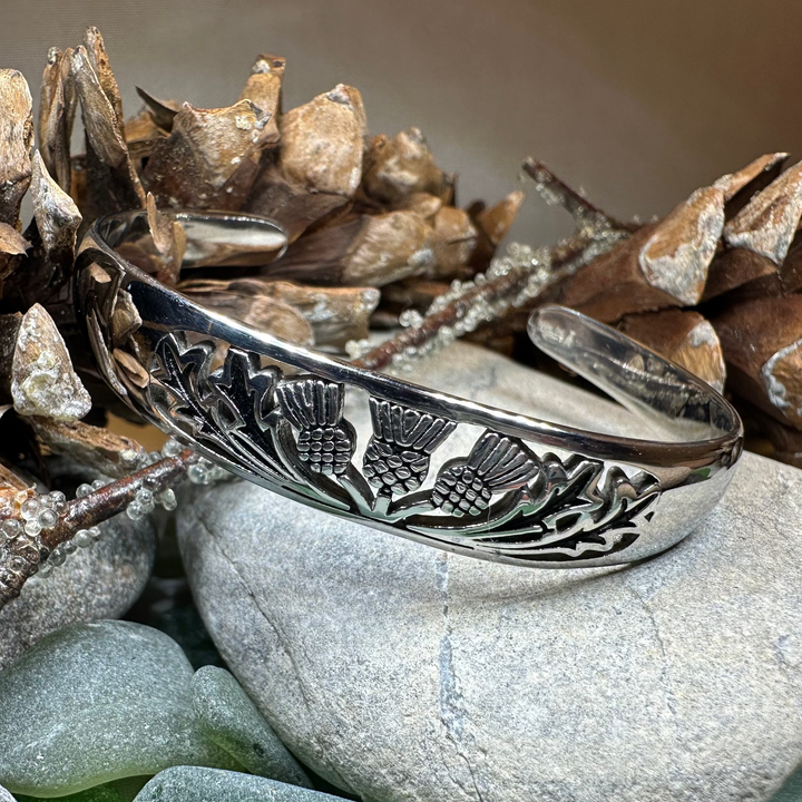 Scottish Triple Thistle Cuff Bracelet