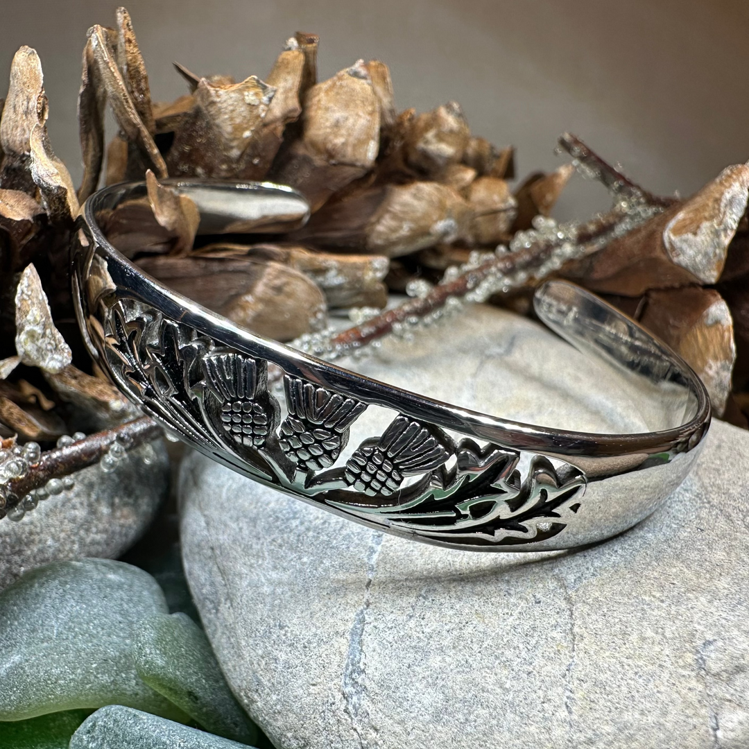 Scottish Triple Thistle Cuff Bracelet