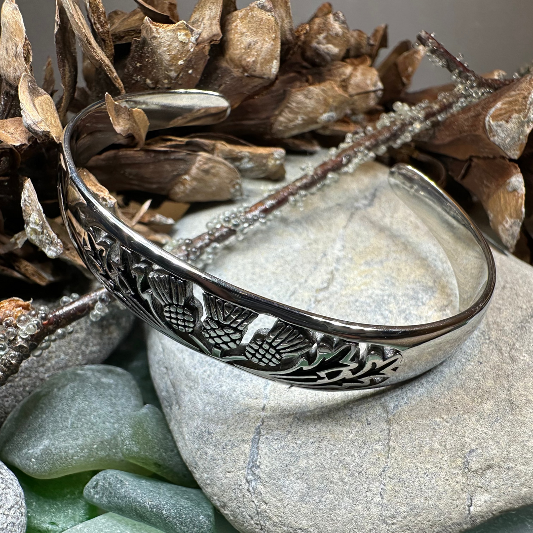 Scottish Triple Thistle Cuff Bracelet