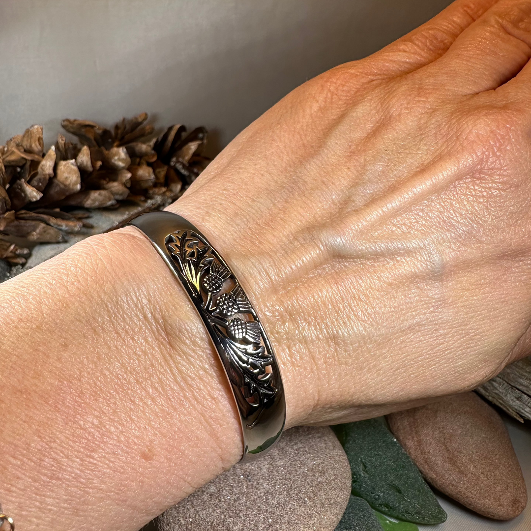 Scottish Triple Thistle Cuff Bracelet