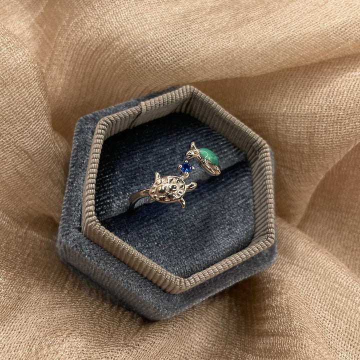 Double Turtle Open  925 Sterling Silver Ring