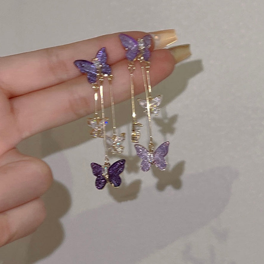 Purple Butterfly Earrings