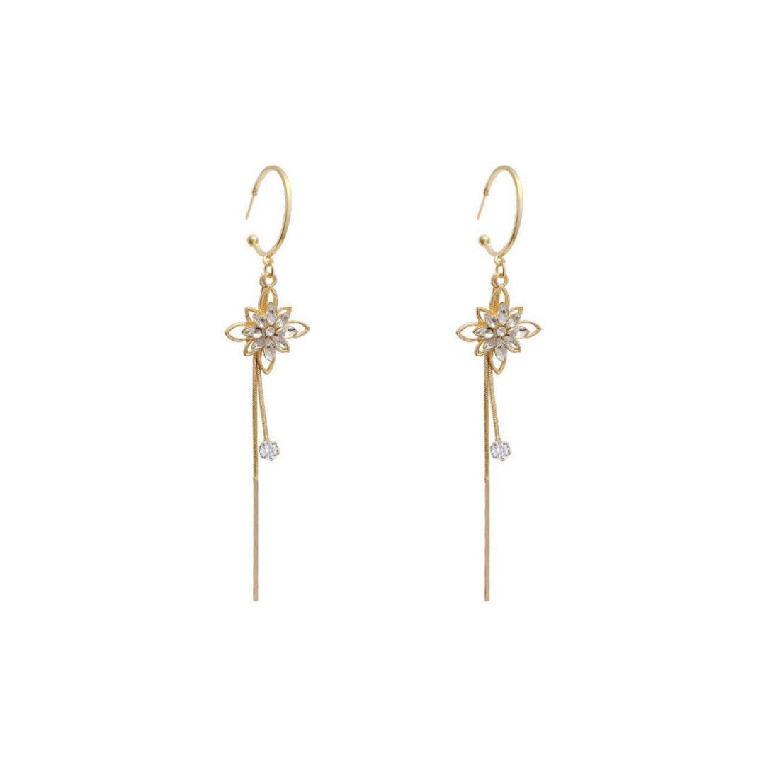 Shiny Lotus Tassel Earrings