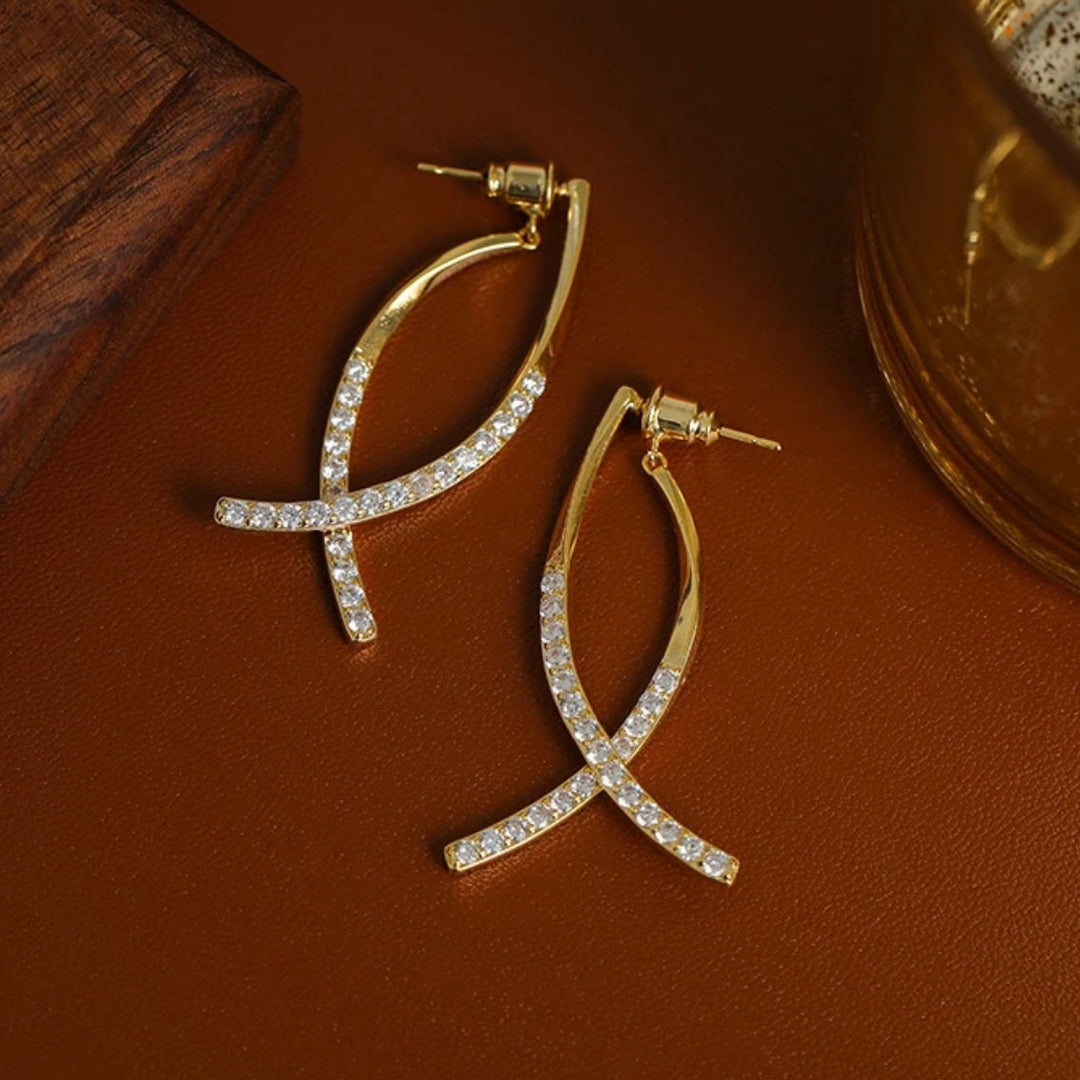 Italian Style Cross Zirconia Earrings