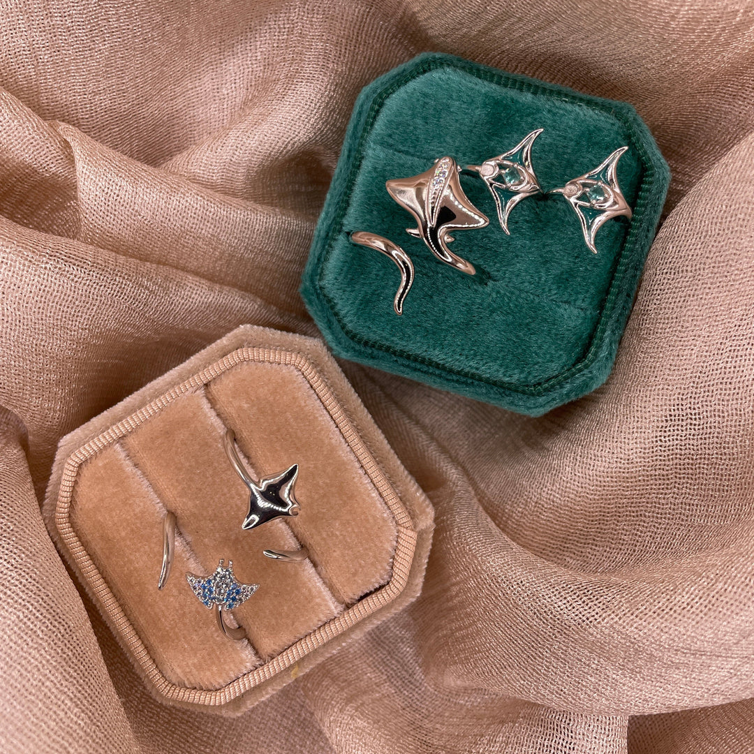 Manta Ray Hoop Earrings 925 Sterling Silver