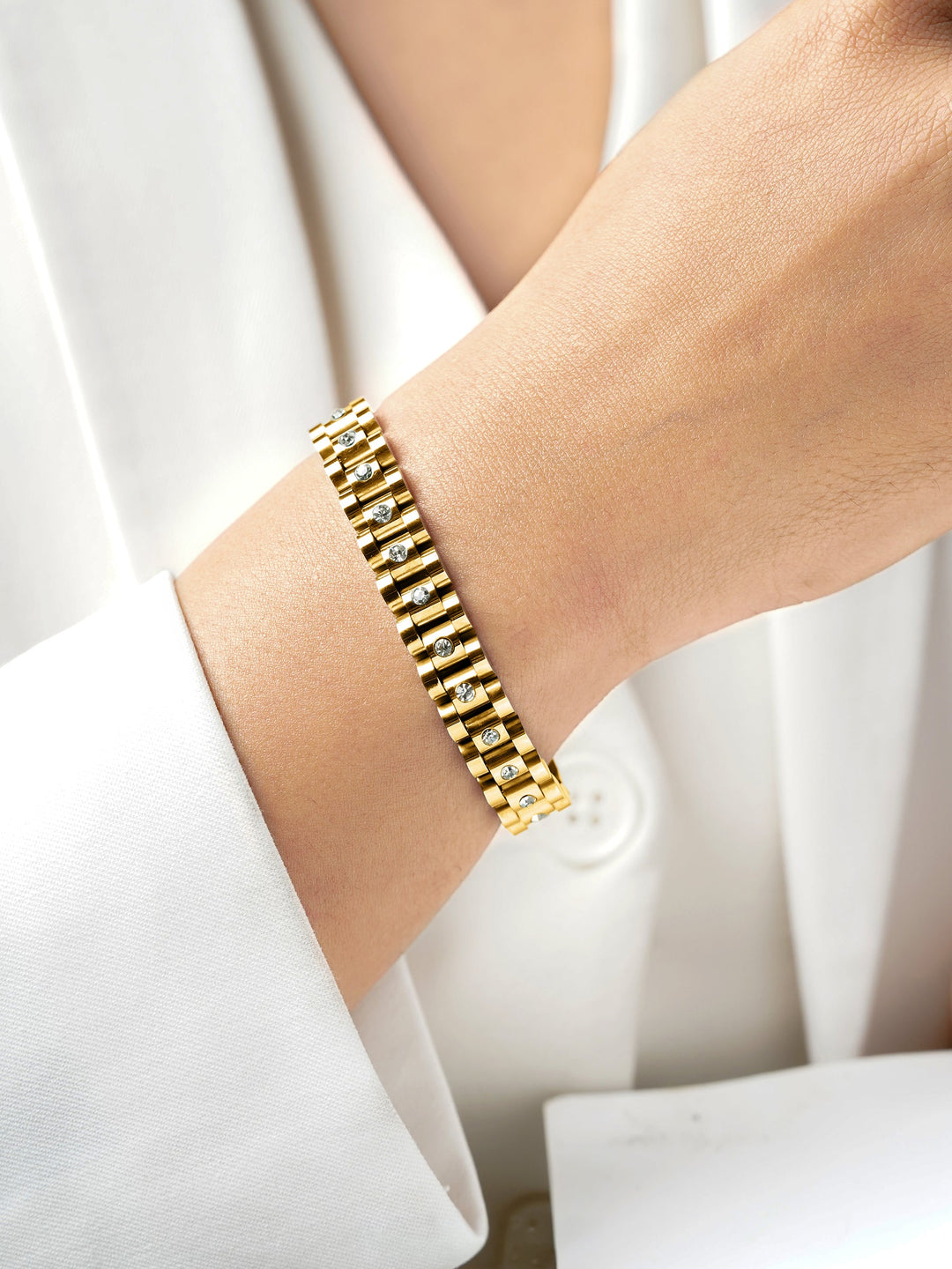 Jenelina Diamond 18K Gold Plated Women's Watch Belt Bracelet