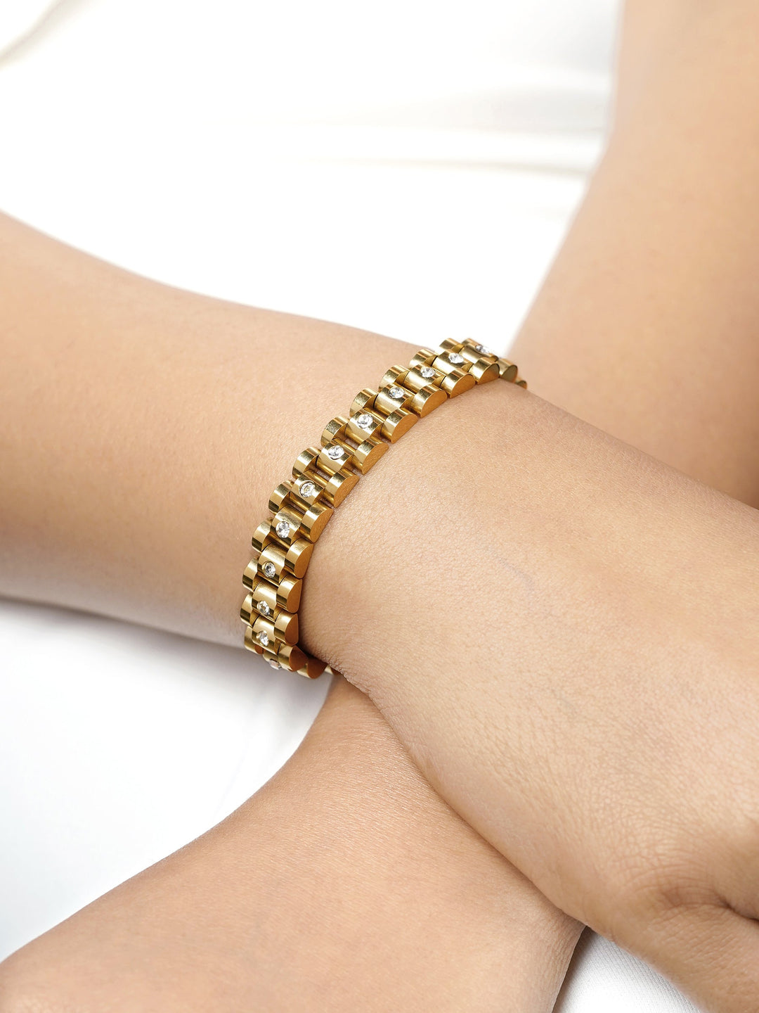 Jenelina Diamond 18K Gold Plated Women's Watch Belt Bracelet