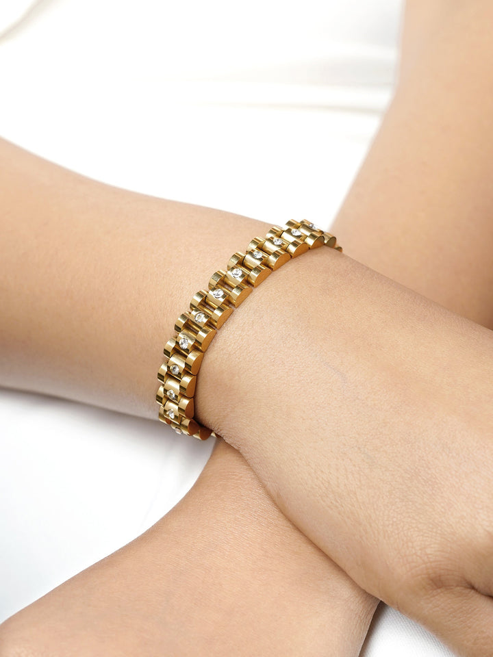 Jenelina Diamond 18K Gold Plated Women's Watch Belt Bracelet