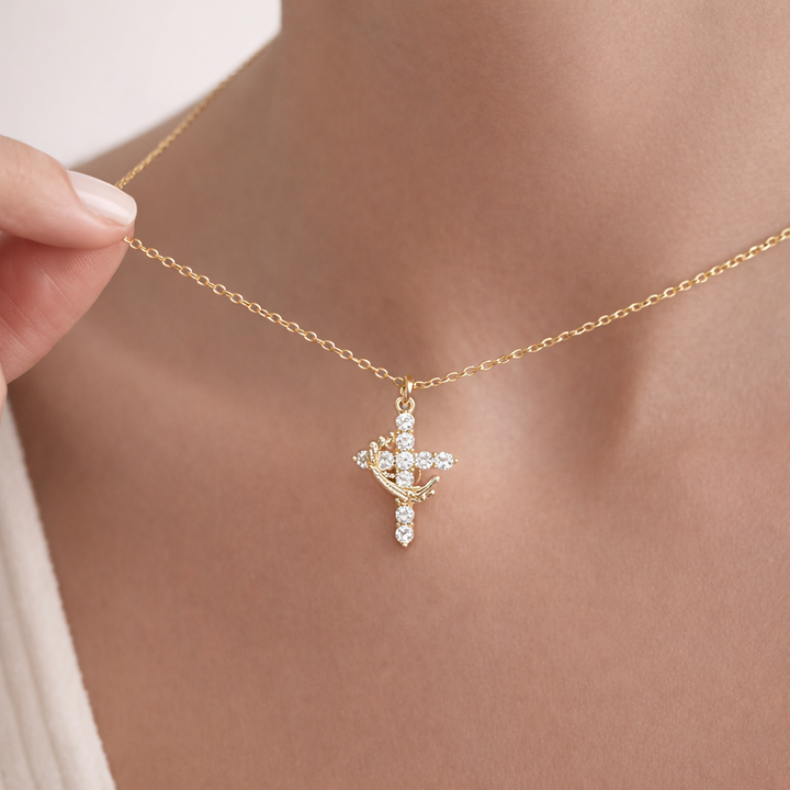 Cross & Crown Necklace – Elegance and Purpose