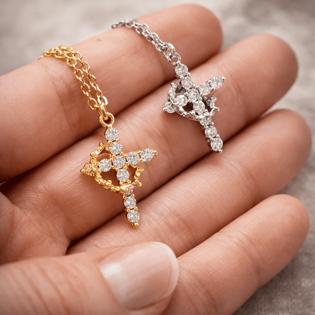 Cross & Crown Necklace – Elegance and Purpose