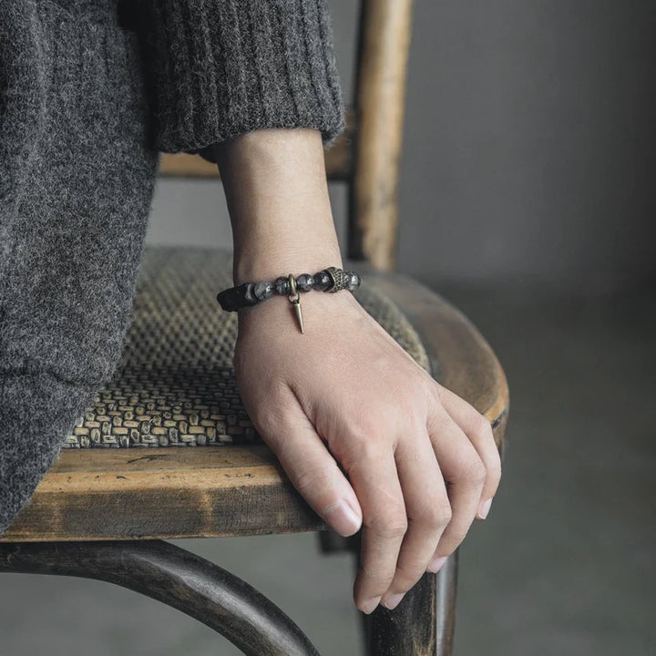 Vidar | Handmade Black Rutilated Quartz, Ebony & Copper Bracelet