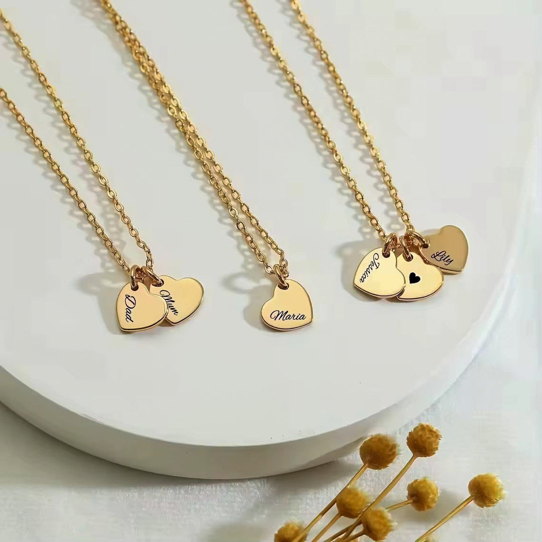 MEMORY - Personalized Name Necklace with Hearts