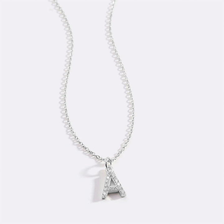 Sterling Silver Pavé Uppercase Initial Necklace