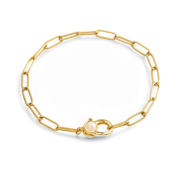 Paperclip Bracelet with Pearl Accent