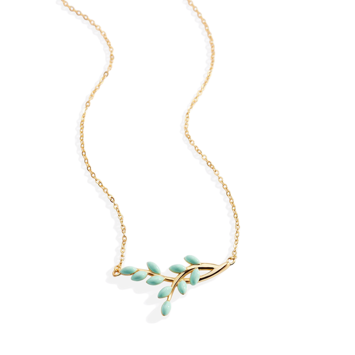 Enamel Leaf Pendant Necklace
