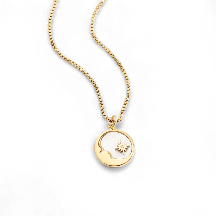 Mother of Pearl Moon Pendant Necklace
